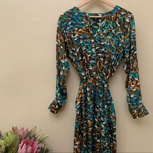 Kenneth Cole: Dark Vibrant Long Sleeve Midi Dress